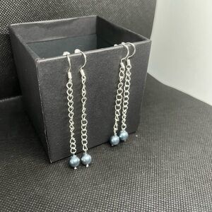 Blue pearl earrings